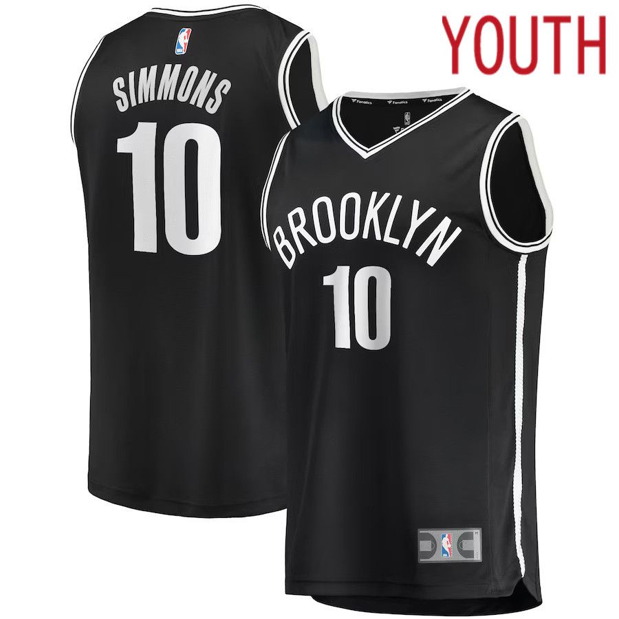 Youth Brooklyn Nets #10 Ben Simmons Fanatics Branded Black Fast Break Replica Player NBA Jersey->youth nba jersey->Youth Jersey